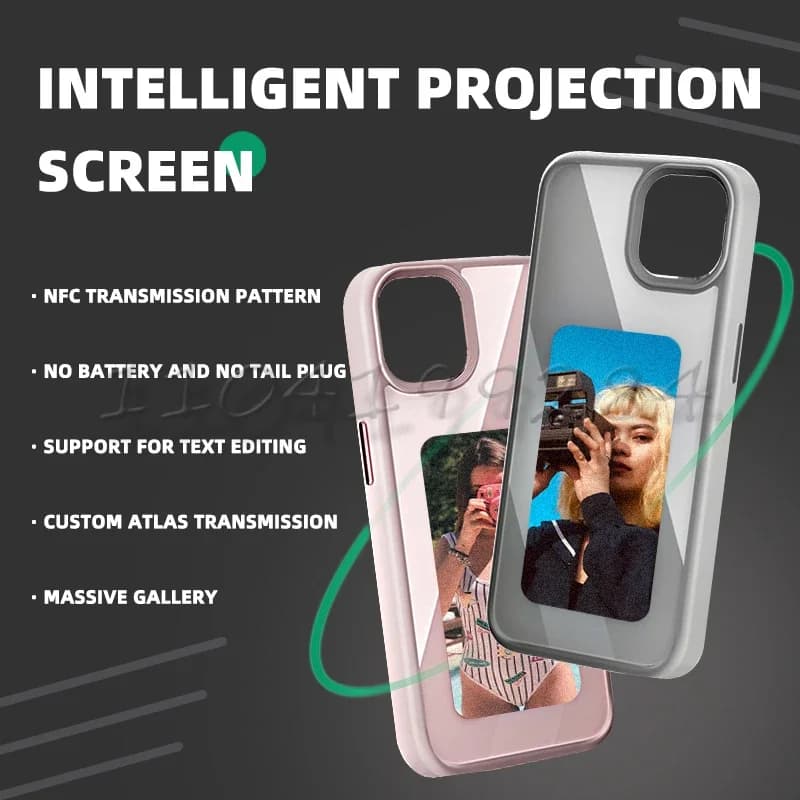 Eleganckie Etui z E-ink Ekranem i NFC dla iPhone, Anime Girl 📱