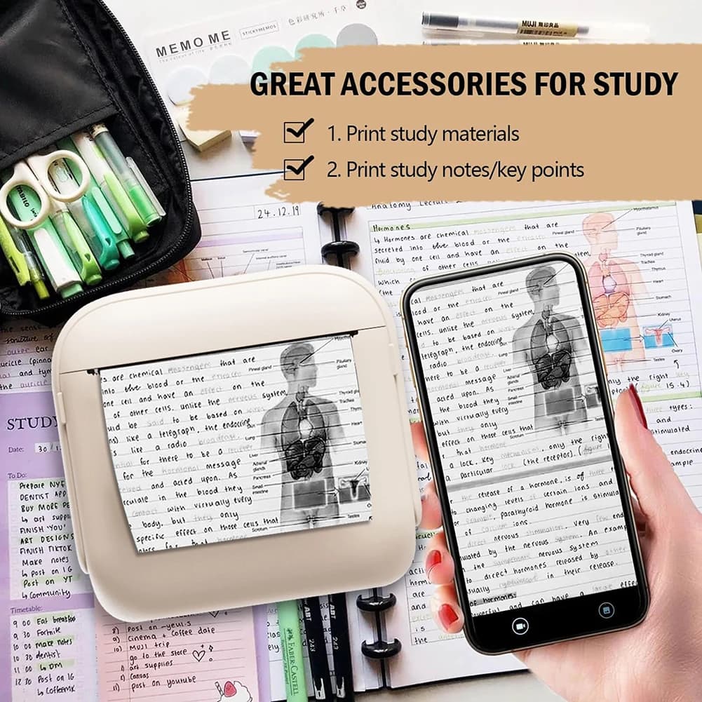 Przenośna Drukarka Fotograficzna Bez Tuszu z Bluetooth i Rolką Papieru - Idealny Prezent na Urodziny Dziecka 🎁