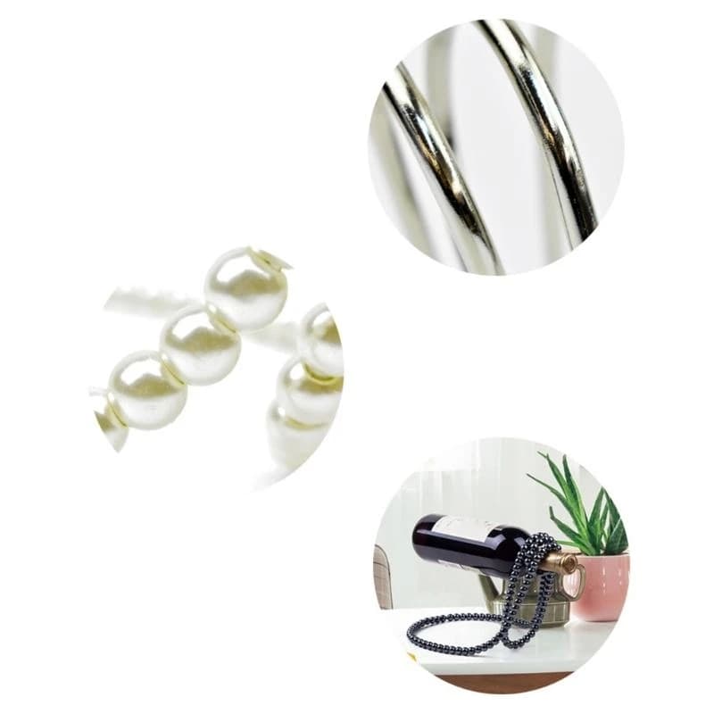 Kreatywny Stojak na Wino z Perłowym Naszyjnikiem - Nowość 🍷