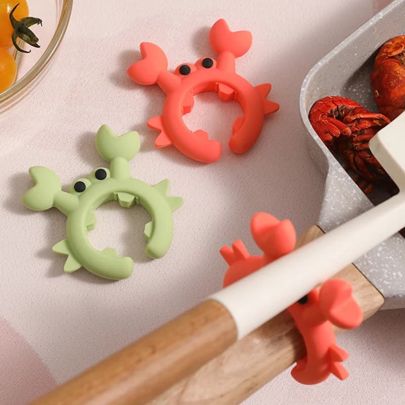 Zestaw Silikonowych Uchwytów na Łyżki w Kształcie Kraba, Odporny na Ciepło 🦀