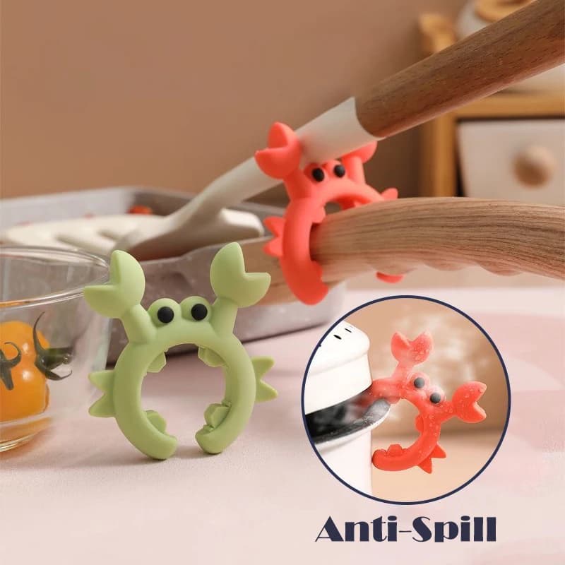 Zestaw Silikonowych Uchwytów na Łyżki w Kształcie Kraba, Odporny na Ciepło 🦀