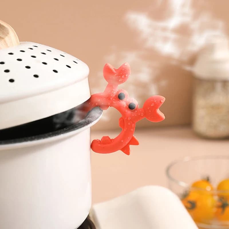 Zestaw Silikonowych Uchwytów na Łyżki w Kształcie Kraba, Odporny na Ciepło 🦀